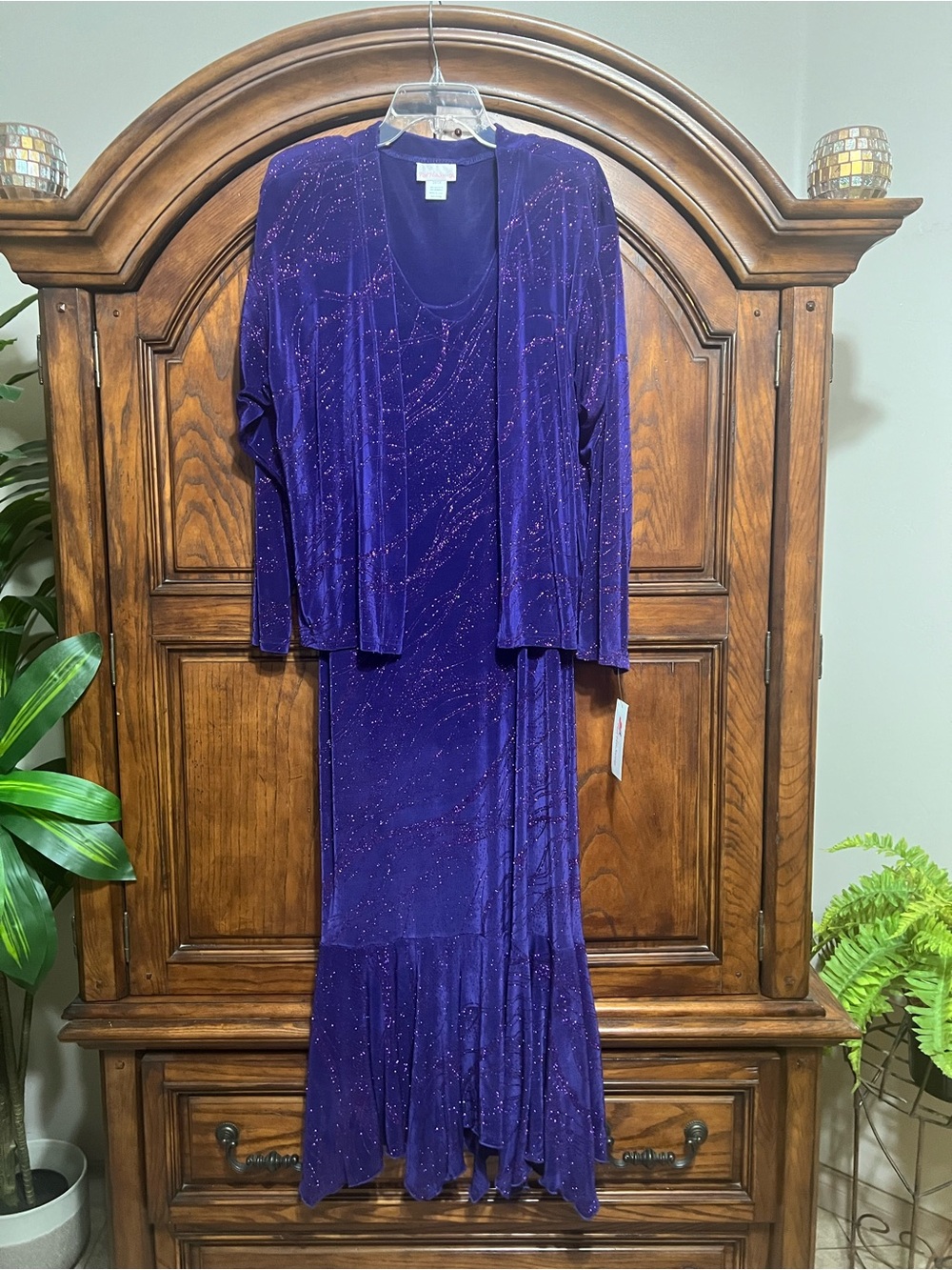 Red Hat Society 2-Piece Purple Glitter Dress Set – Size 2X/3X – NWT